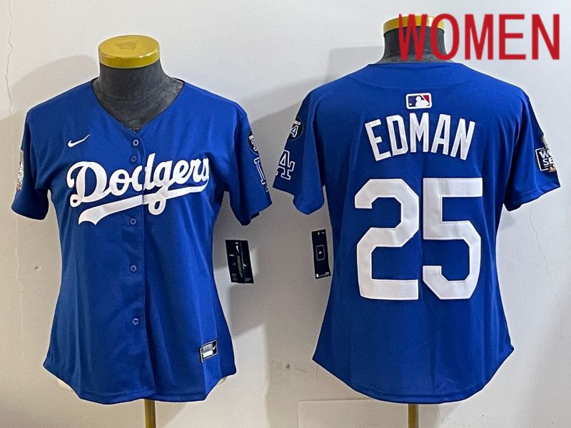 Women Los Angeles Dodgers #25 Edman Blue Game 2024 Nike MLB Jersey style 11215->women mlb jersey->Women Jersey